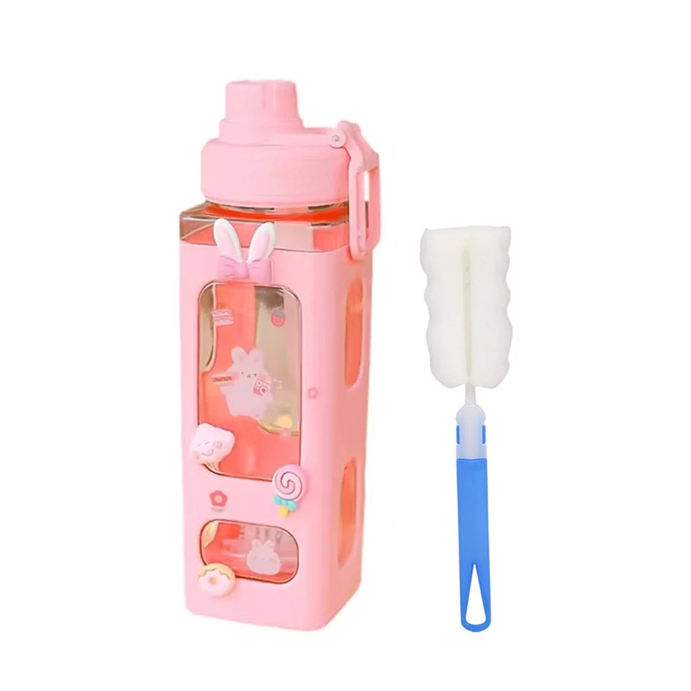 Garrafa de Água Kawaii 700ml/900ml com Palhinha — Fofa, Prática e Sem BPA