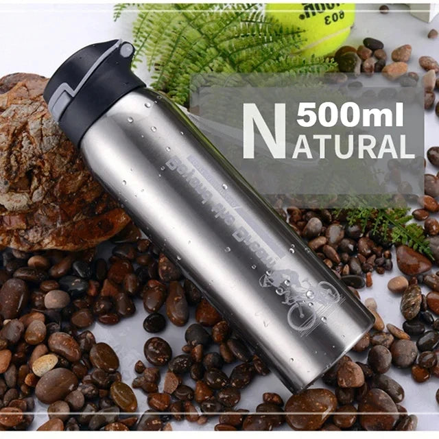 500ML Vacuum Stainless Steel Bicycle Water Bottle: Double Walled Insulated Cycling Water Bottle, Simple Thermo Mug With Straw