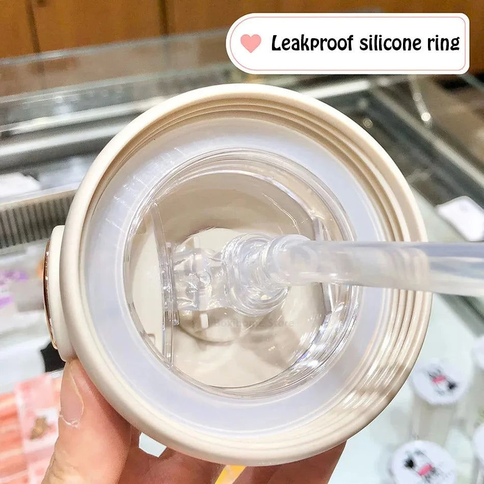 Garrafa de Água 380ml/580ml com Capa de Couro e Palhinha — Estilo e Função