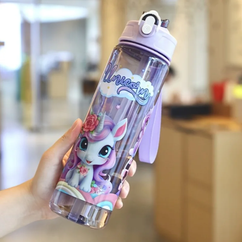 Garrafa Infantil 750ml com Palhinha e Anel — Sem Derrames, Fácil de Usar