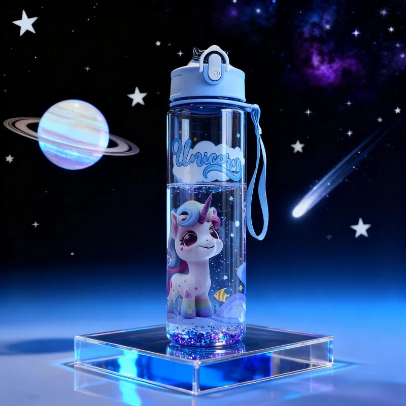 Garrafa Infantil 750ml com Palhinha e Anel — Sem Derrames, Fácil de Usar