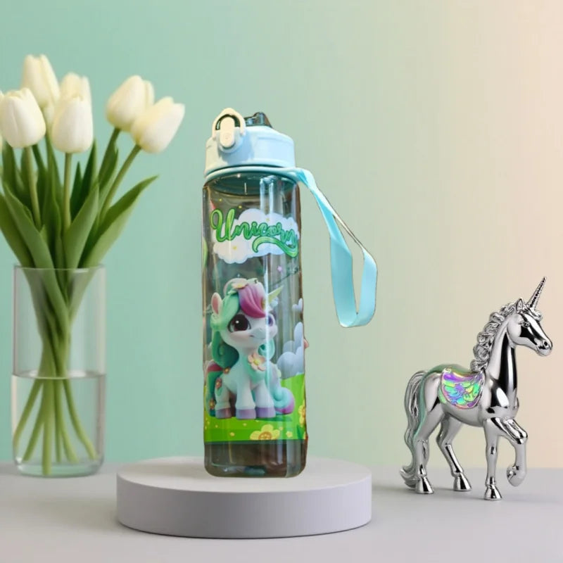 Garrafa Infantil 750ml com Palhinha e Anel — Sem Derrames, Fácil de Usar