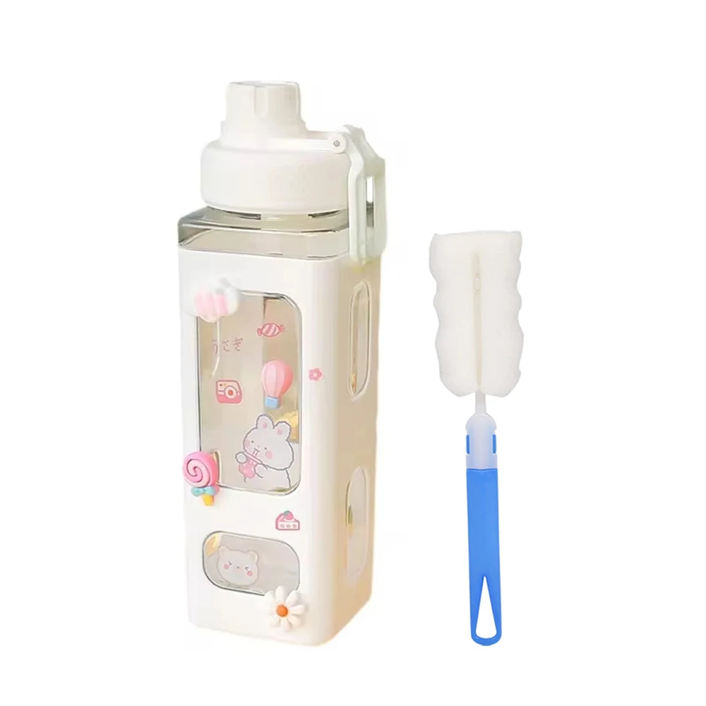 Garrafa de Água Kawaii 700ml/900ml com Palhinha — Fofa, Prática e Sem BPA