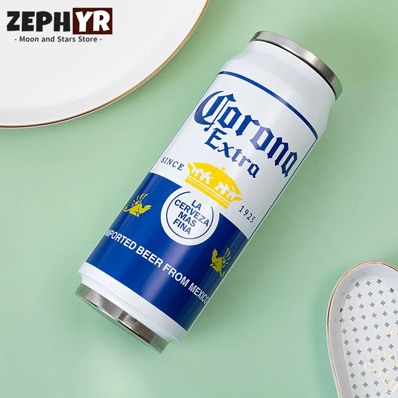 500ML Thermos with Straw Cola Can Termos Para Cafe Beer Bottle 304 Stainless Steel BEER Cold Keeper Drinkware Garrafa Térmica