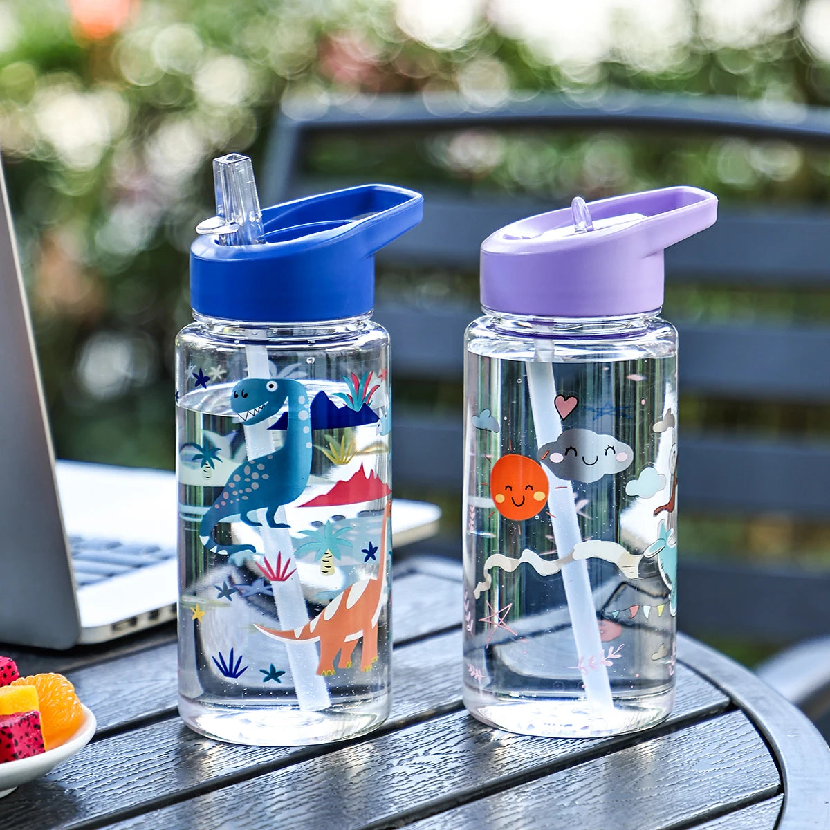 Garrafa de Água 500ml Dinossauro com Palhinha — Fofa e Portátil para o Dia a Dia