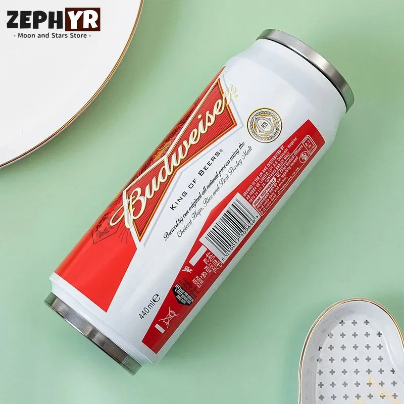 500ML Thermos with Straw Cola Can Termos Para Cafe Beer Bottle 304 Stainless Steel BEER Cold Keeper Drinkware Garrafa Térmica