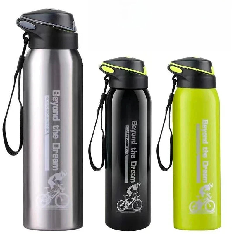 500ML Vacuum Stainless Steel Bicycle Water Bottle: Double Walled Insulated Cycling Water Bottle, Simple Thermo Mug With Straw